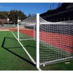 J. Porterías Fútbol 11 Abatibles Aluminio con Arquillos Galv.